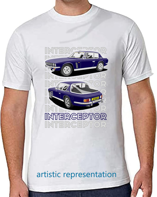 Jensen Interceptor in Blue & Black T Shirt