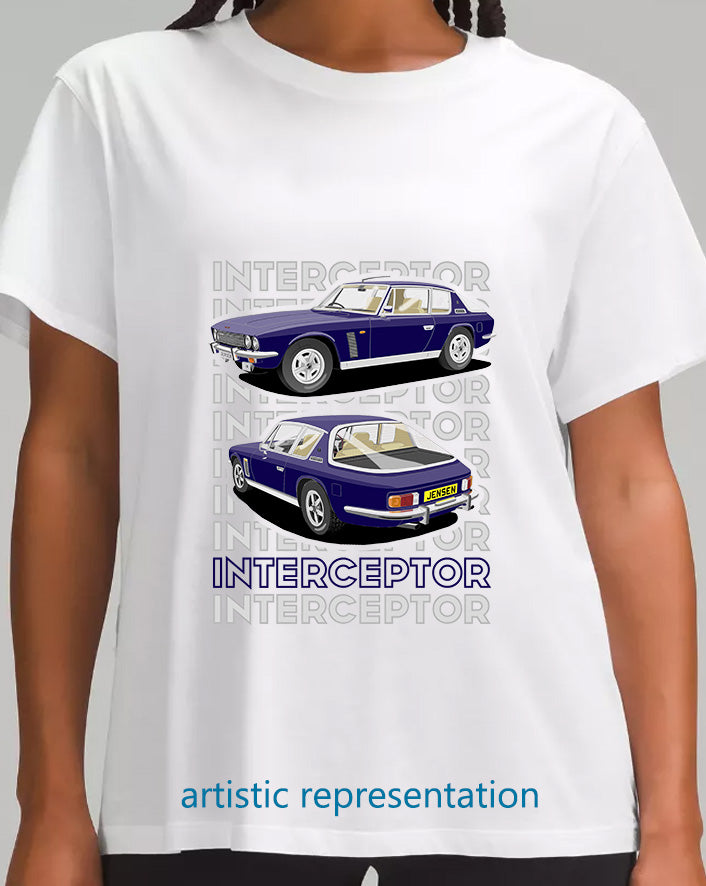 Jensen Interceptor in Blue & Beige T Shirt