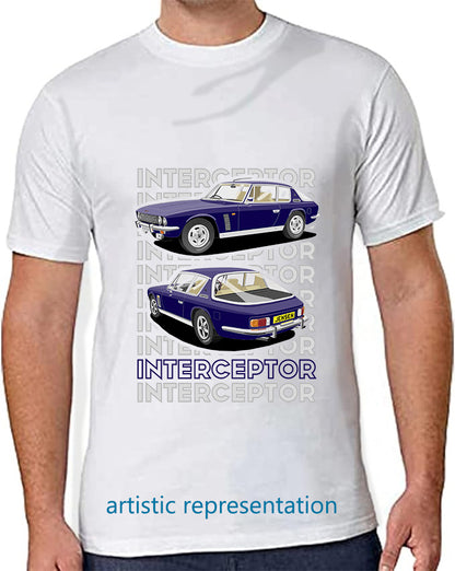 Jensen Interceptor in Blue & Beige T Shirt
