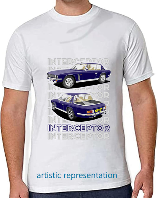 Jensen Interceptor in Blue & Beige T Shirt