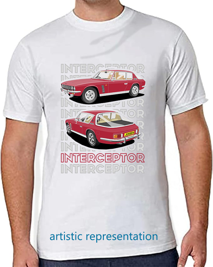 Jensen Interceptor in Burgundy T Shirt