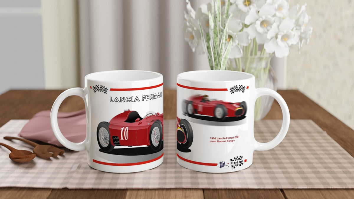 Lancia-Ferrari D50 F1 Motor Racing Art Mug