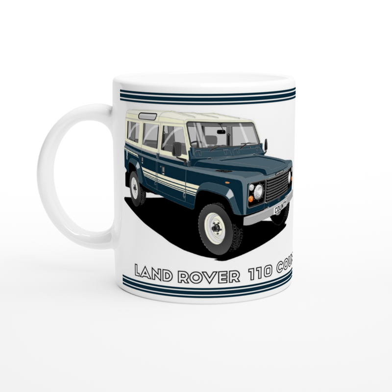 Land Rover 110 County in Dark Blue Art Mug