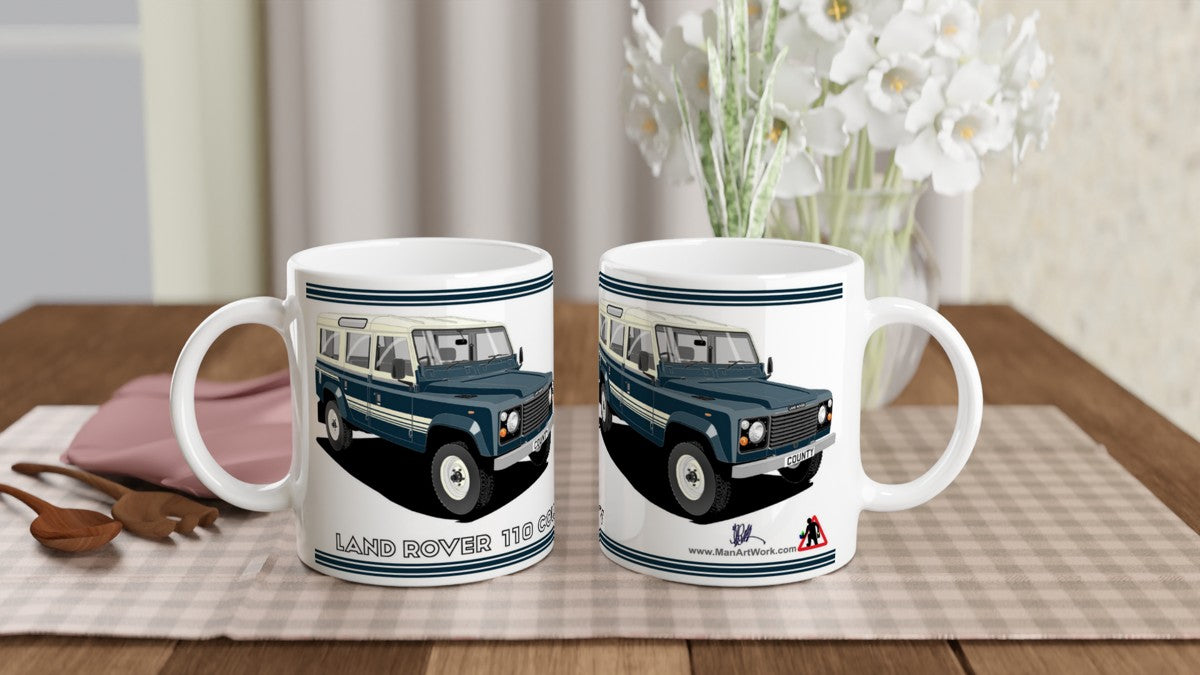 Land Rover 110 County in Dark Blue Art Mug