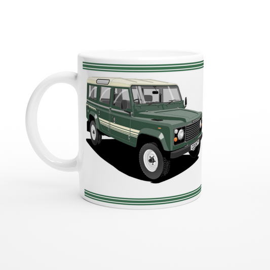 Land Rover 110 County in Green Art Mug