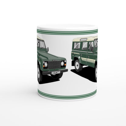 Land Rover 110 County in Green Art Mug