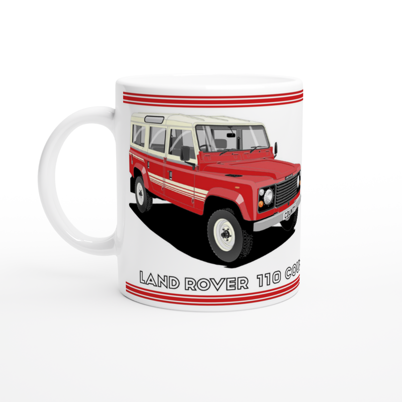 Land Rover 110 County in Red Art Mug