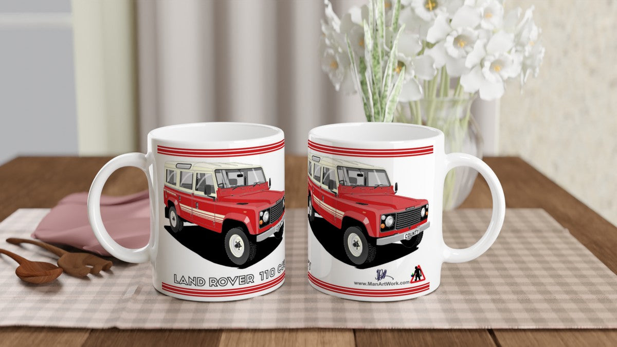 Land Rover 110 County in Red Art Mug