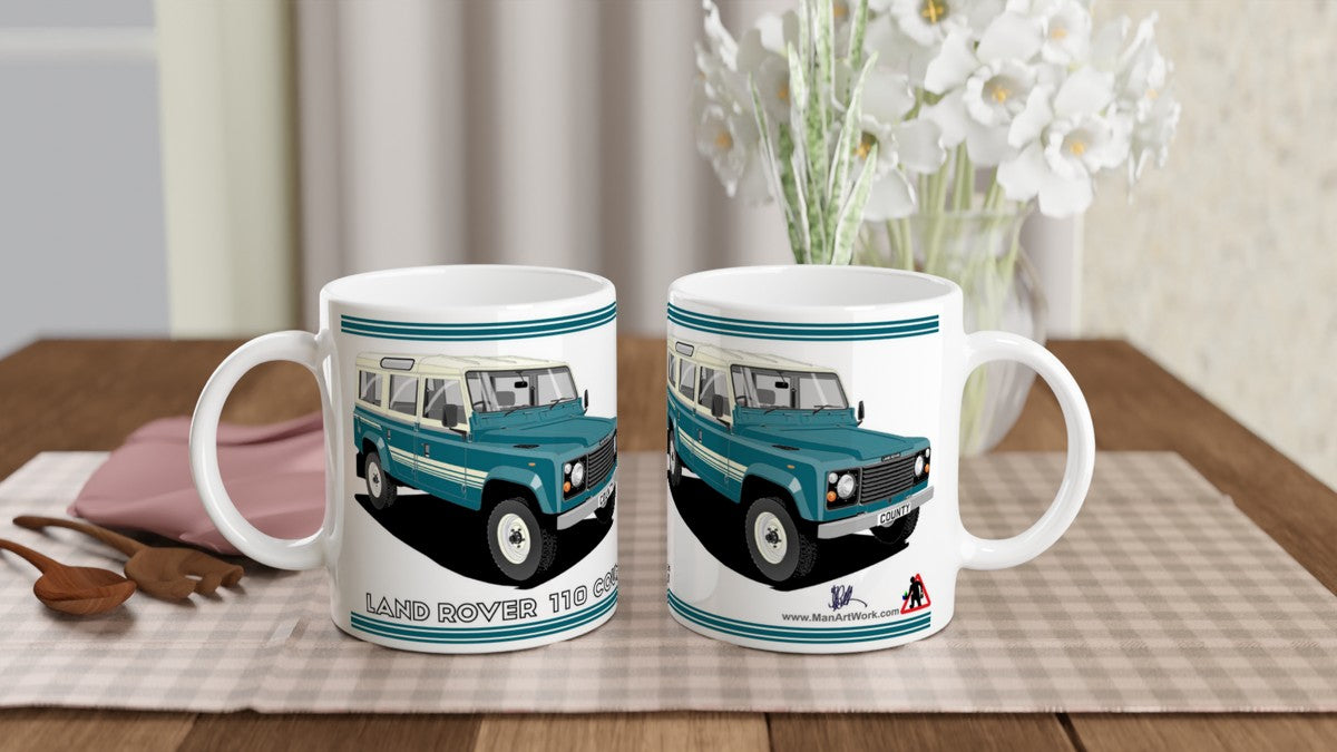 Land Rover 110 County in Turquoise Art Mug