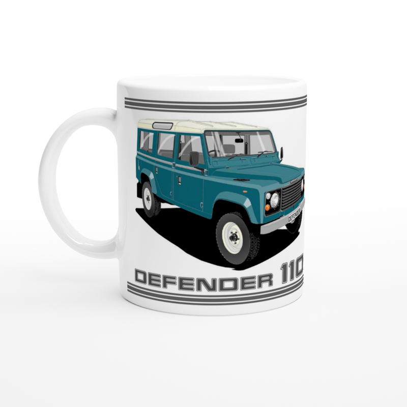 Land Rover Defender 110 12 seater in Blue  Art Mug