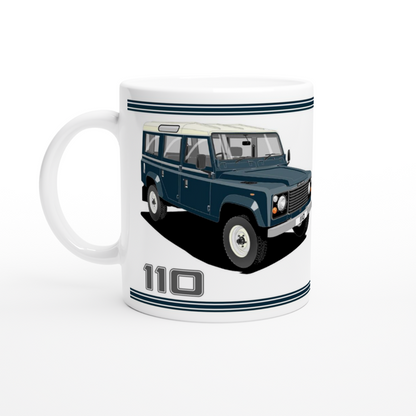 Land Rover Defender 110 12 seater in Dark Blue  Art Mug