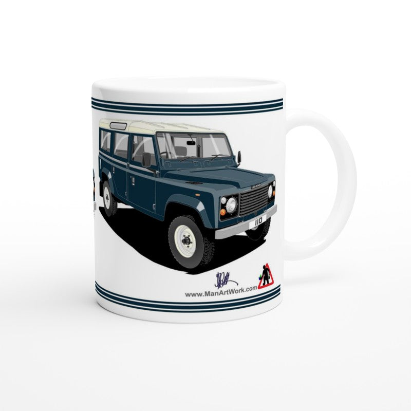 Land Rover Defender 110 12 seater in Dark Blue  Art Mug