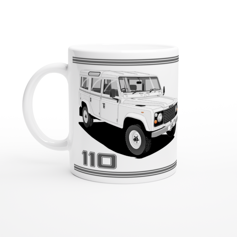 Land Rover 110 12 seater in Wite  Art Mug