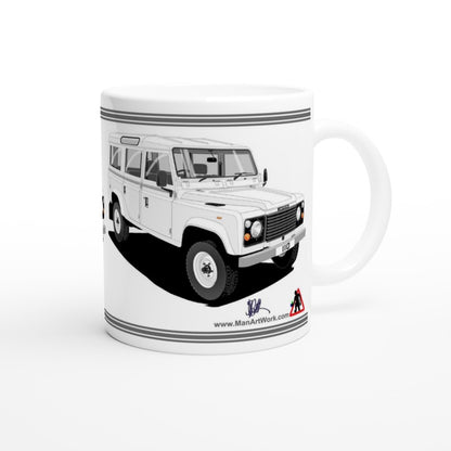 Land Rover 110 12 seater in Wite  Art Mug