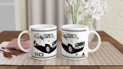 Land Rover 110 12 seater in Wite  Art Mug