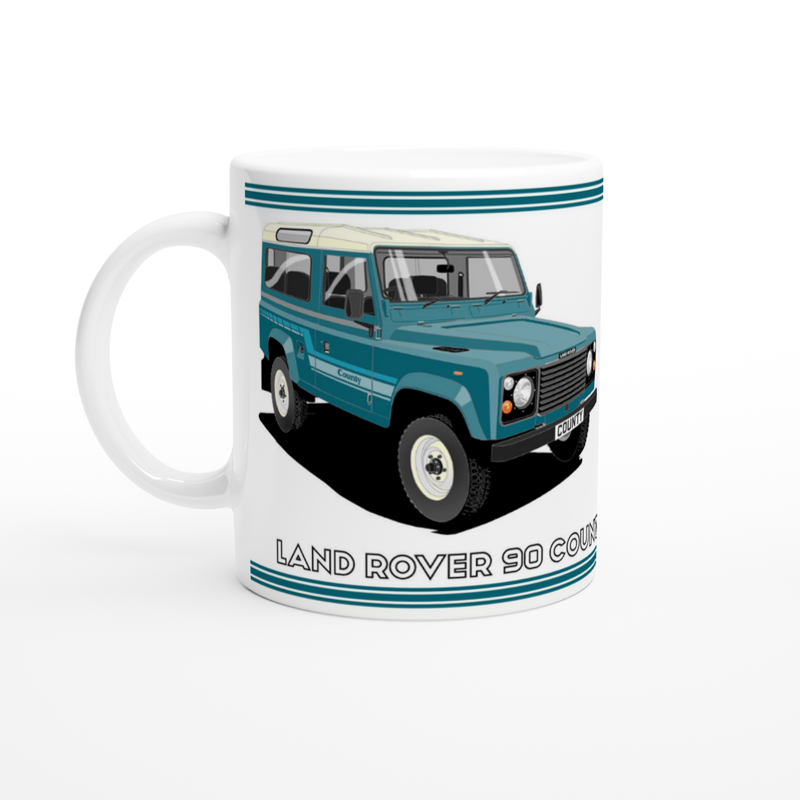 Land Rover 90 County in Blue Art Mug