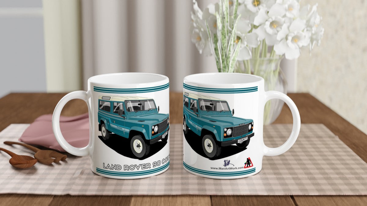 Land Rover 90 County in Blue Art Mug