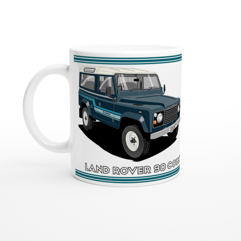 Land Rover 90 County in Dark Blue Art Mug