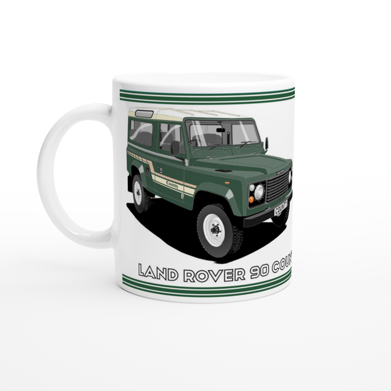 Land Rover 90 County in Green Art Mug