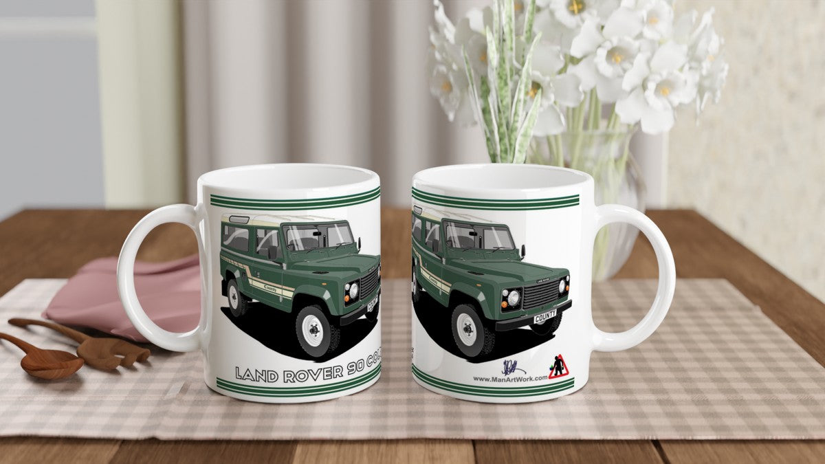 Land Rover 90 County in Green Art Mug