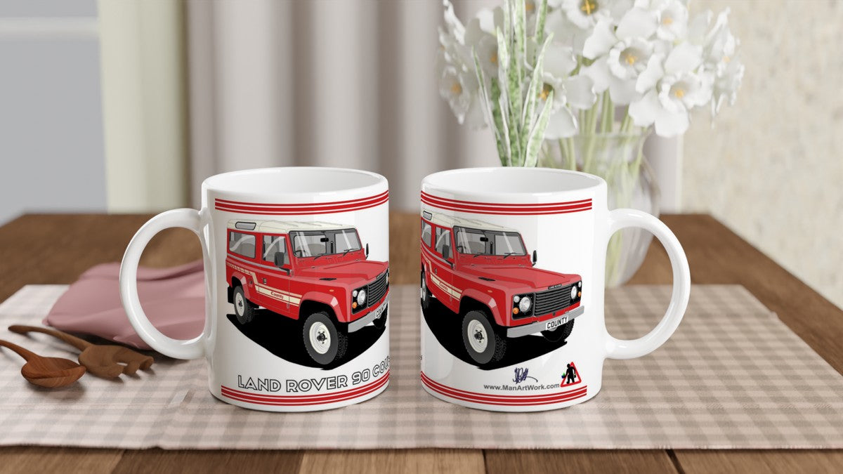 Land Rover 90 County in Red Art Mug