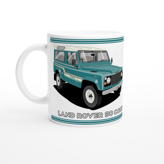 Land Rover 90 County in Turquoise Art Mug