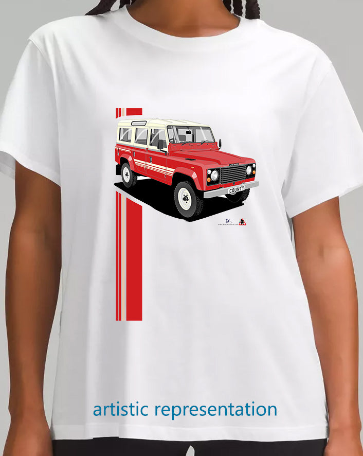 Land Rover County 110 in Red T Shirt