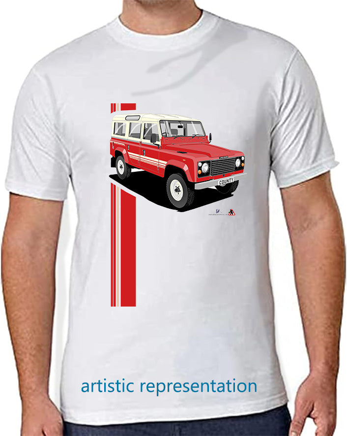 Land Rover County 110 in Red T Shirt