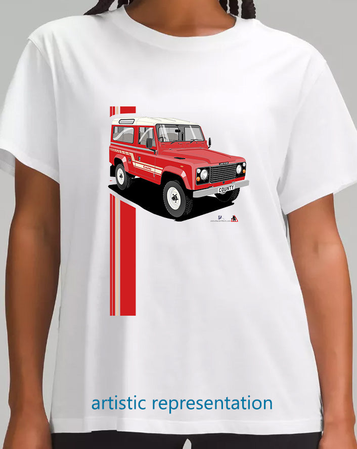 Land Rover County 90 in Red T Shirt