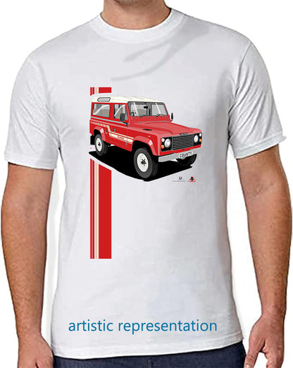 Land Rover County 90 in Red T Shirt