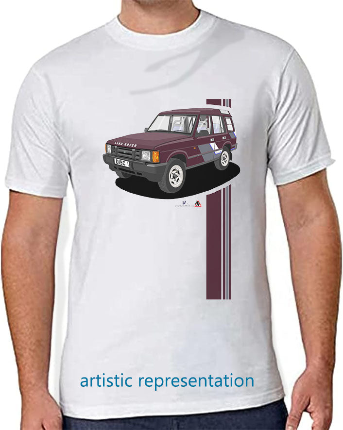 Land Rover Discovery Mk1 in Burgundy Art T Shirt