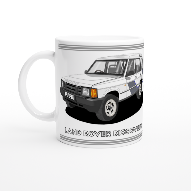 Land Rover Discovery Mk1 in White Art Mug