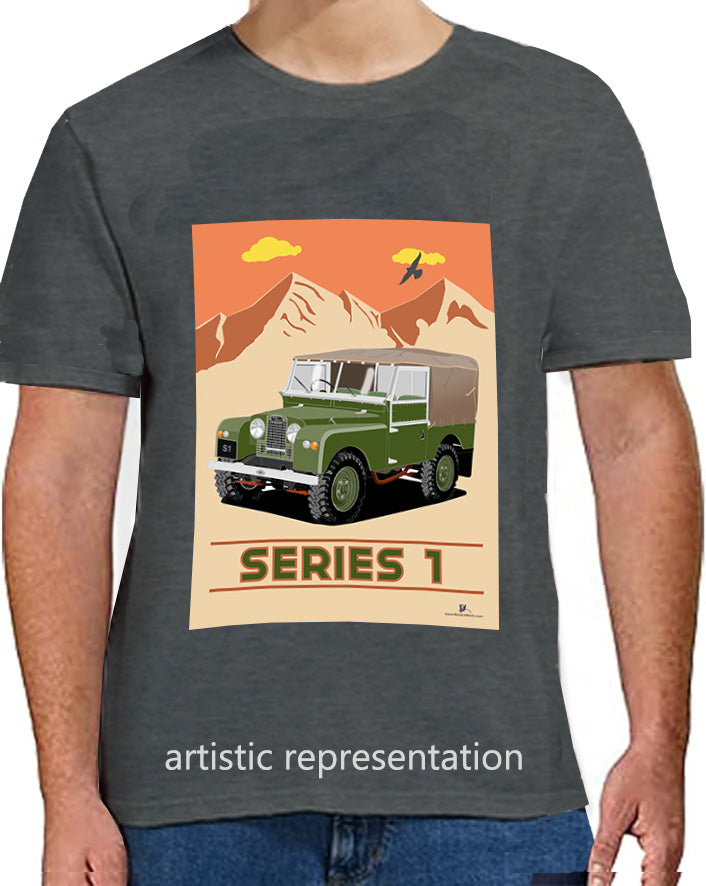 Land Rover Series 1 in Dark Green (Mountains)  Art T Shirt