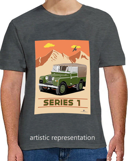 Land Rover Series 1 in Dark Green (Mountains)  Art T Shirt