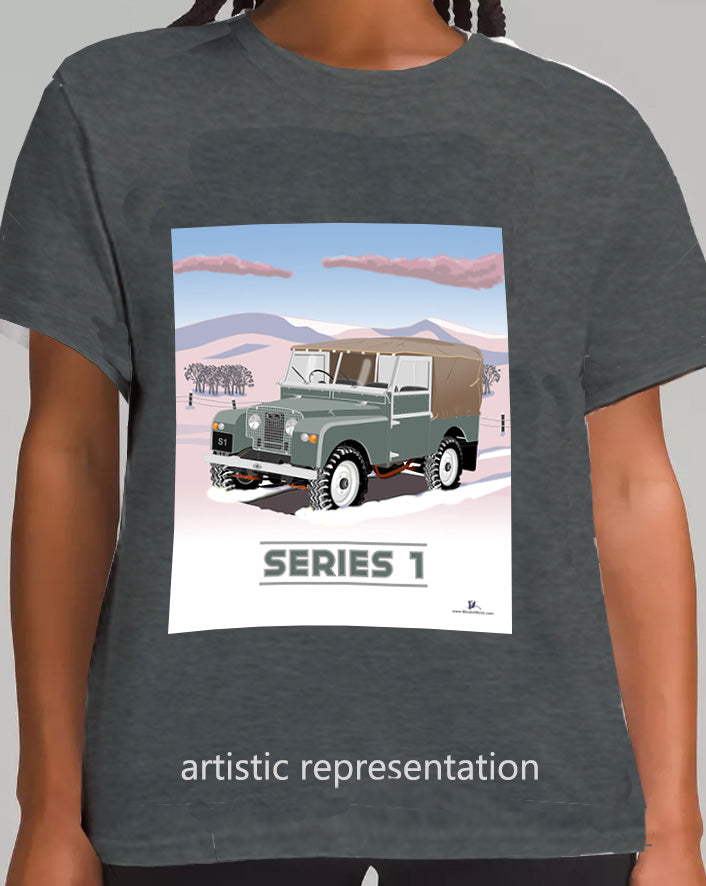 Land Rover Series 1 in Gray Green (Snow)  Art T Shirt