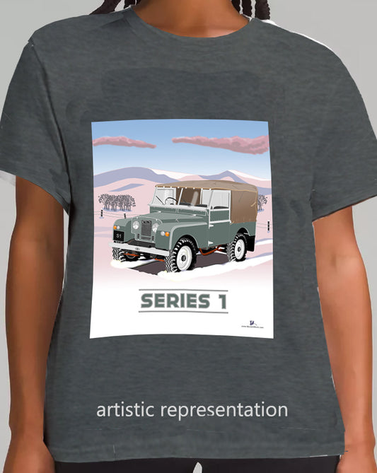 Land Rover Series 1 in Gray Green (Snow)  Art T Shirt