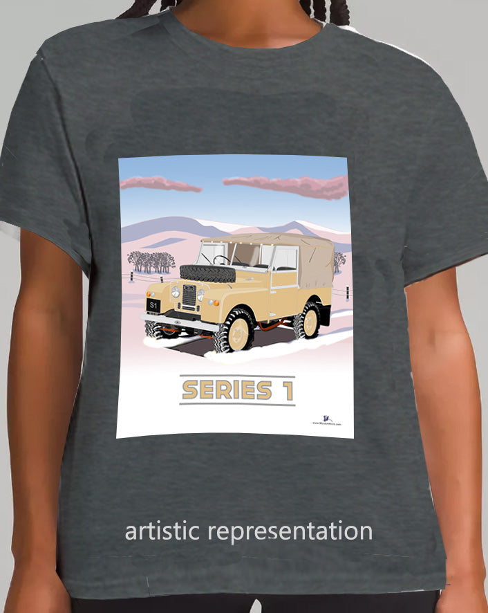 Land Rover Series 1 in  Khaki (Snow)  Art T Shirt