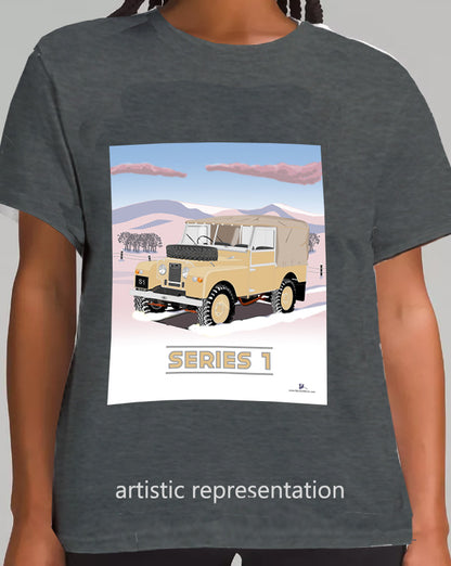 Land Rover Series 1 in  Khaki (Snow)  Art T Shirt