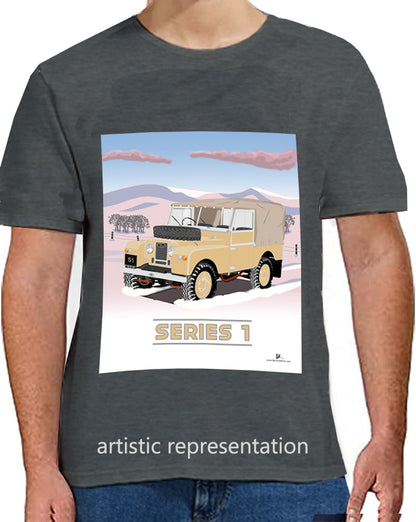 Land Rover Series 1 in  Khaki (Snow)  Art T Shirt