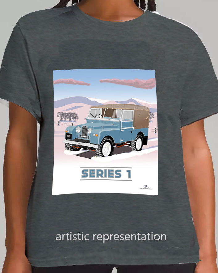 Land Rover Series 1 in Light Blue (Snow)  Art T Shirt