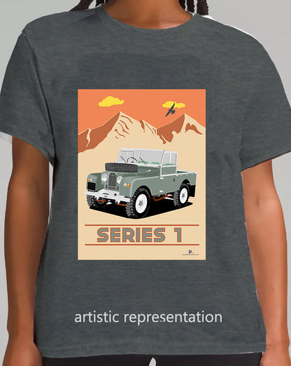 Land Rover Series 1 in Light Green (Mountains)  Art T Shirt