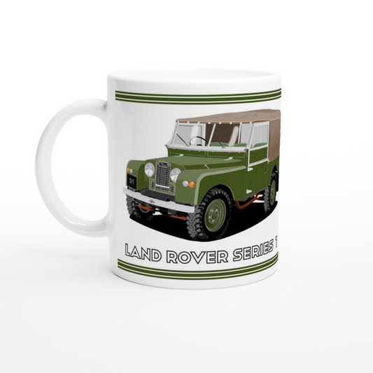Lamd Rover Series 1 in Dark-Green Art Mug 1