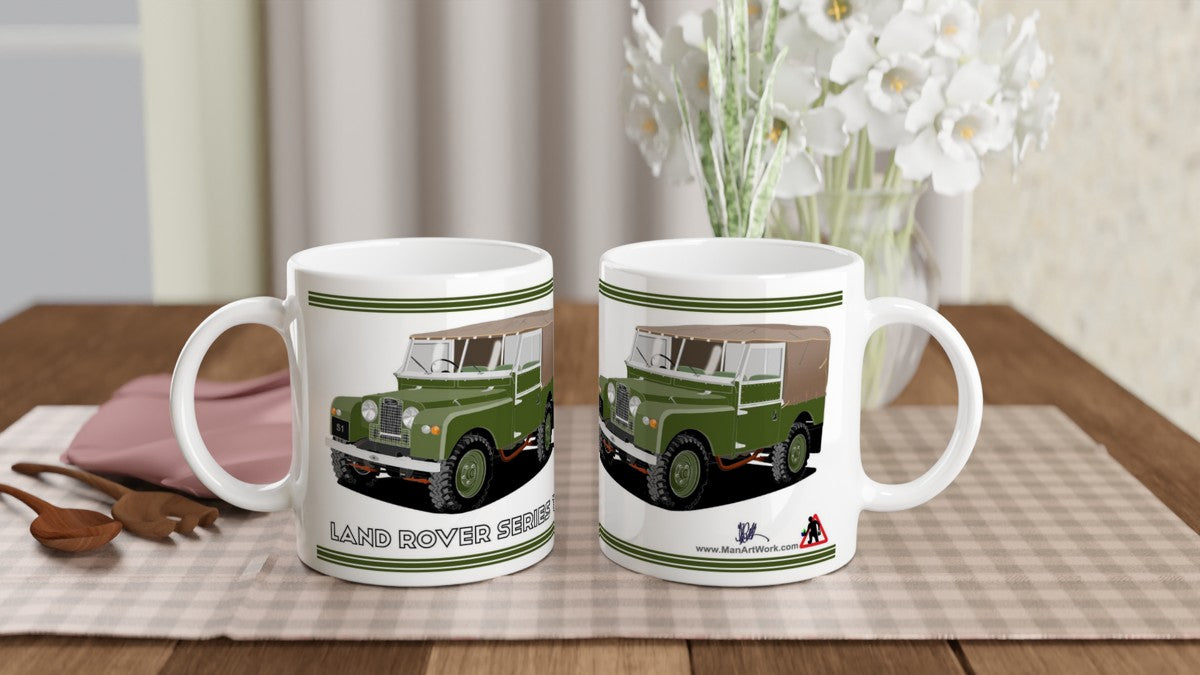 Lamd Rover Series 1 in Dark-Green Art Mug