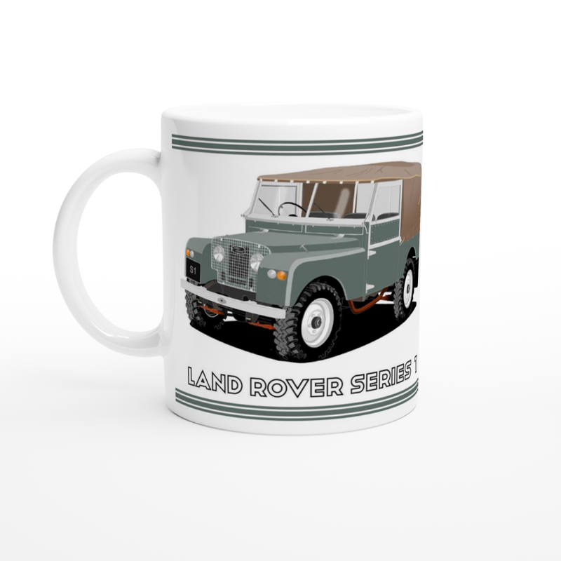 Lamd Rover Series 1 in Gray-Green Art Mug