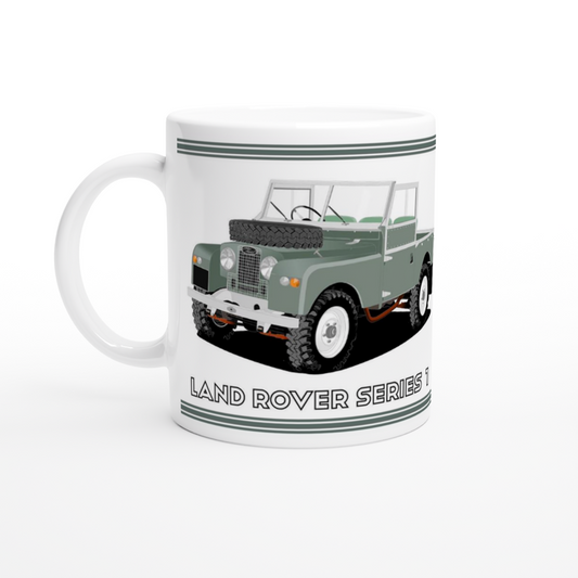 Land Rover Series 1 in Light Green Art Mug