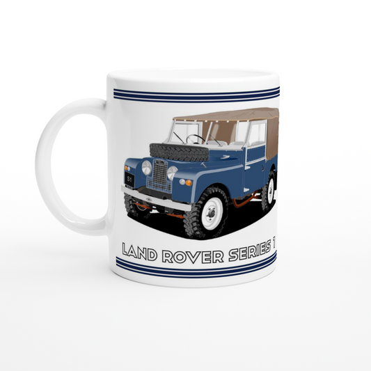 Land Rover Series 1 in Mid Blue Art Mug
