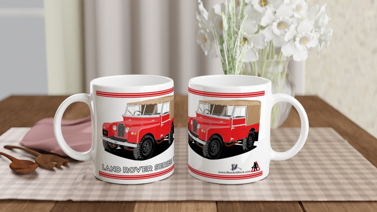 Lamd Rover Series 1 in Red Art Mug