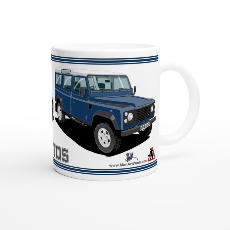 Land Rover Defender 110 TD5 12 seater in Blue  Art Mug