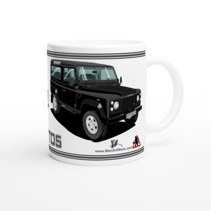 Land Rover Defender 90 TD5 7 seater in Black  Art Mug