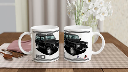 Land Rover Defender 90 TD5 7 seater in Black  Art Mug